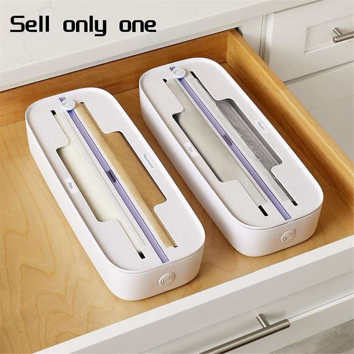 Drawer Food Wrap Dispenser, Foil, Plastic and Wax Paper Organizer for Kitchen Organization