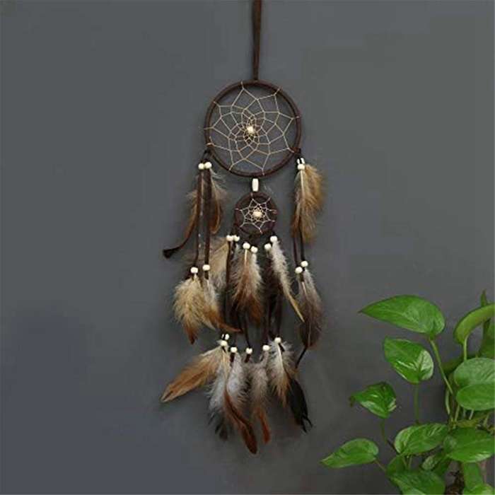 Dream Catcher Brown Decorative Dream Catcher Living Room Dream Catcher for Wall Hanging, Decoration,