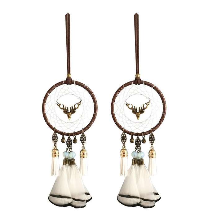 Dream Catcher Feather Car Mirror Hanging Accessories Rear View Mirror Accessories for Aesthetic Deco