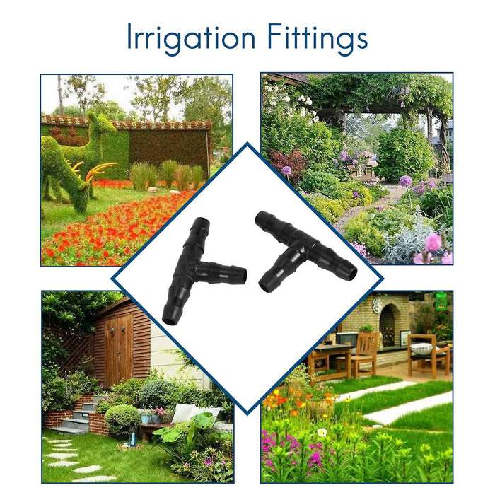 Drip Irrigation Barbed Connectors, Fits 1/4 inch Drip Tubing
