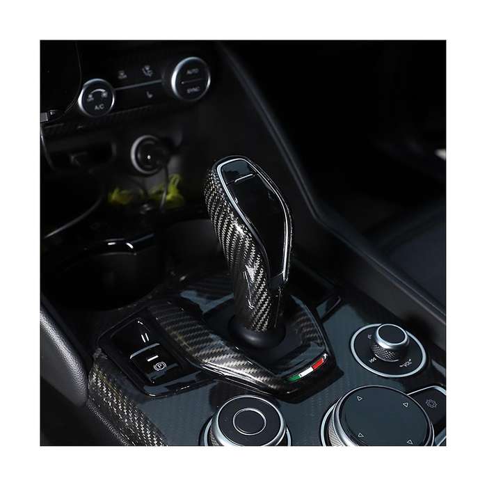 Dry Carbon Fiber Car Gear Shift Head Knob Decorative Cover Trim for /Stelvio 2020-2021 Accessories