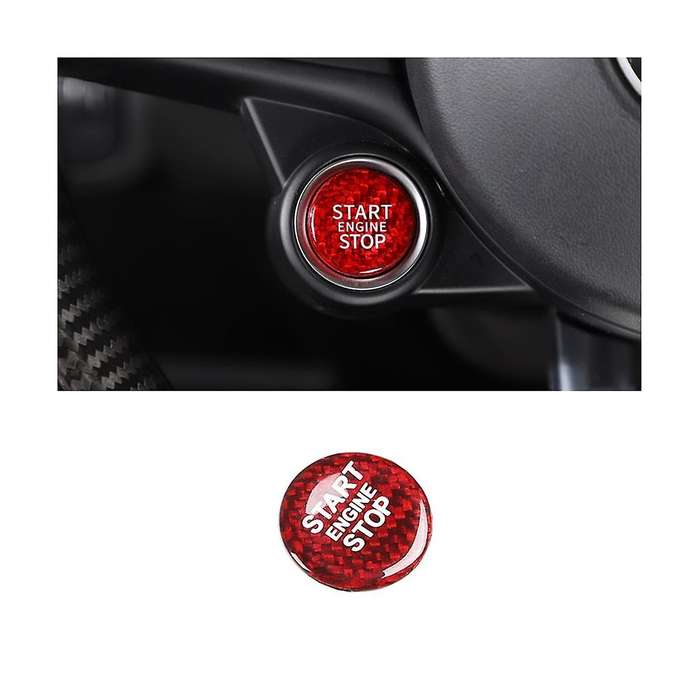 Dry Carbon Fiber Car Start Stop Engine Button Cover Trim for Stelvio 2017-2020 Accessories, Red