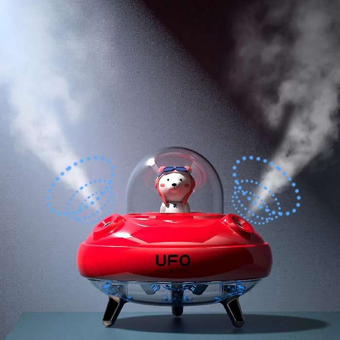 Dual Nozzles UFO Humidifier Desktop Air Humidifier Cute Planet Bear LED Light Ultrasonic Aroma Essen