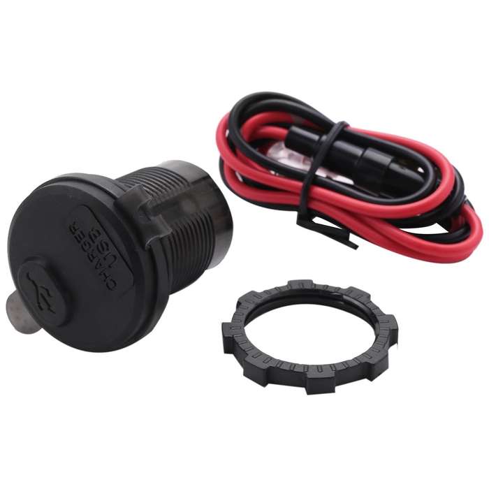 Dual USB Charger Socket Adapter with LED Voltmeter Waterproof Dustproof Cover for 12/24V Car Motorcy