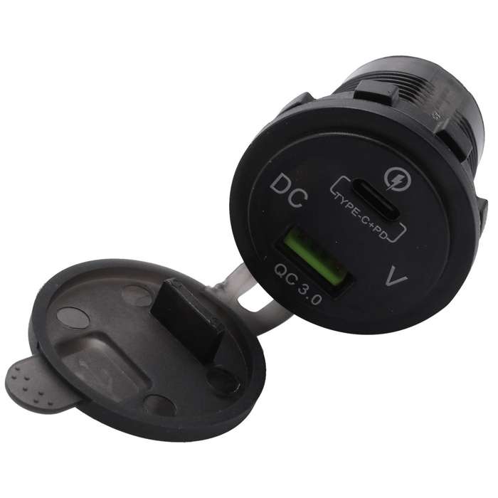 Dual USB Charger Socket Adapter with LED Voltmeter Waterproof Dustproof Cover for 12/24V Car Motorcy