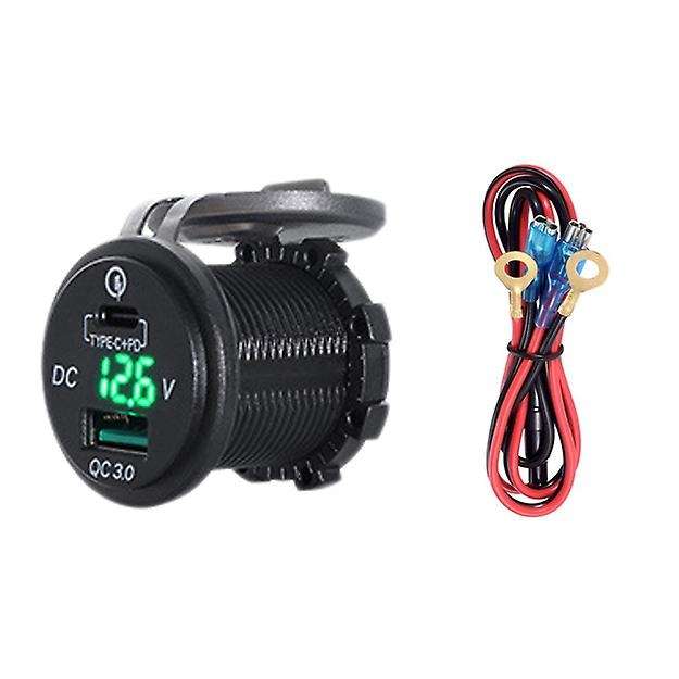 Dual USB Charger Socket Adapter with LED Voltmeter Waterproof Dustproof Cover for 12/24V Car Motorcy