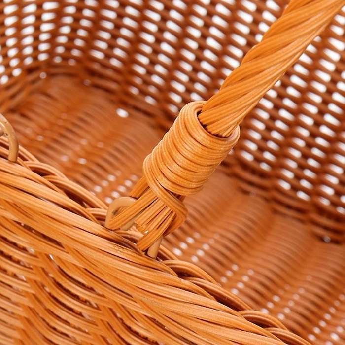 Durable Artificial Rattan Handmade Portable Picnic Basket Rattan Woven Supermarket Shopping Basket