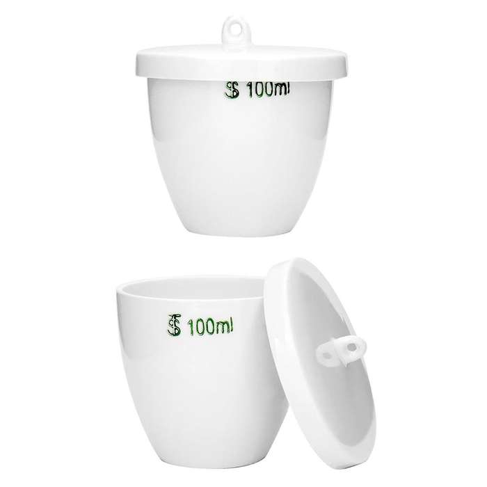 Durable Porcelain Crucible with Lid, 100Ml Capacity, for School, Laboratory, 6 Pack