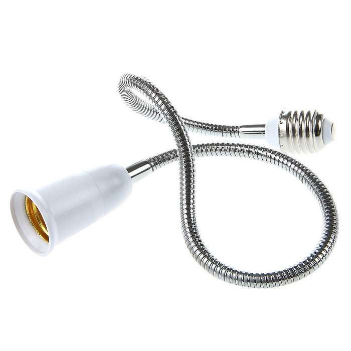 E27 to E27 Light Lamp Bulb Flexible Extension Adaptor Converter (white,60cm)