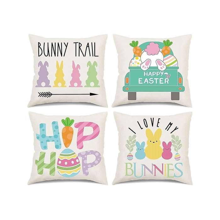 Easter Pillow Covers 18x18inch 4 Easter Decorations Bunny Trail Truck Hip Hop Easter Pillows Decora