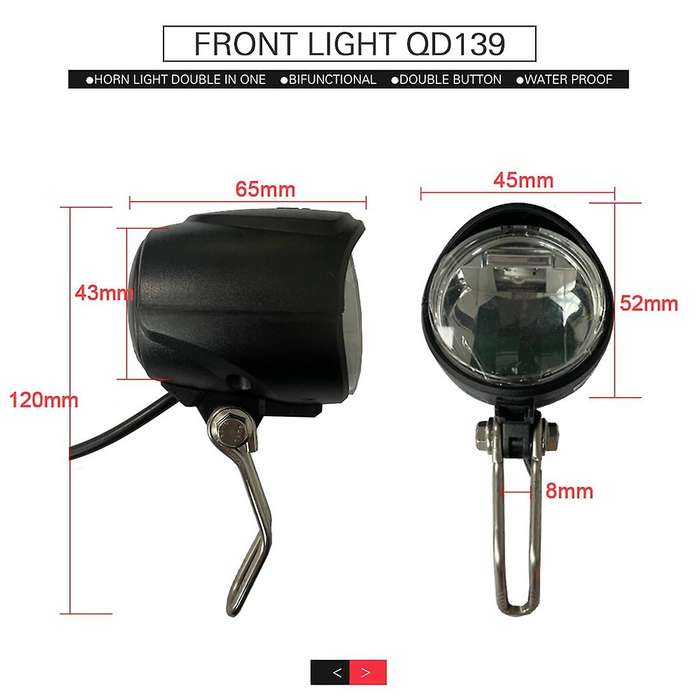Ebike Light Set Include Ebike Headlight Electric Bike Tail Lamp DC 12V 24V 36V 48V 52V 72V LED Elect