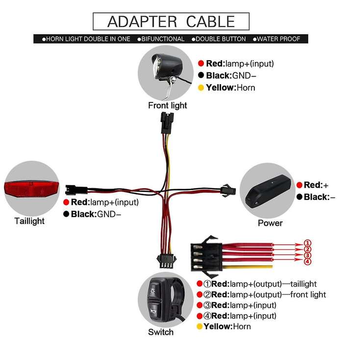 Ebike Light Set Include Ebike Headlight Electric Bike Tail Lamp DC 12V 24V 36V 48V 52V 72V LED Elect