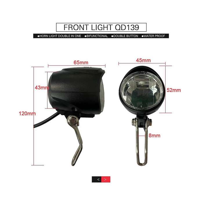 E-bike Switch Dk336 with Front Light Taillight S M Plug Warning Light Turn Signal and Horn Ebike Ac