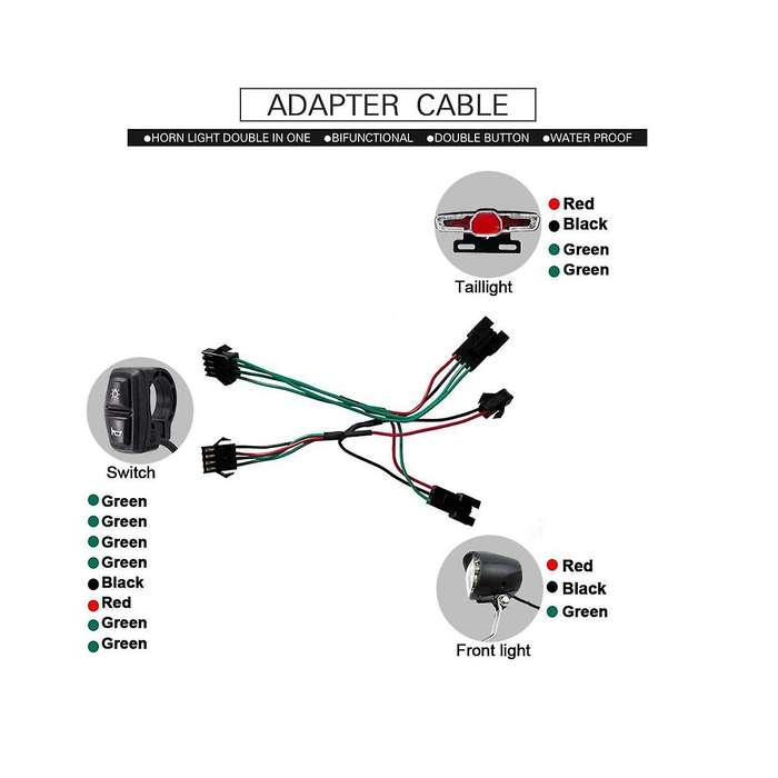 E-bike Switch Dk336 with Front Light Taillight S M Plug Warning Light Turn Signal and Horn Ebike Ac