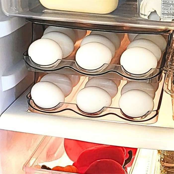 Egg Container for Refrigerator: Egg Cartons, Automatically Rolling Egg Holder for Refrigerator With