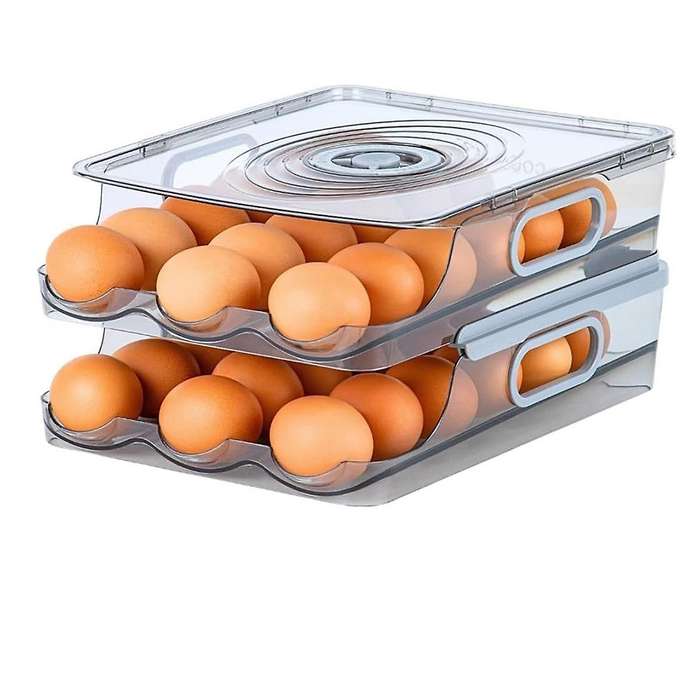 Egg Container for Refrigerator: Egg Cartons, Automatically Rolling Egg Holder for Refrigerator With