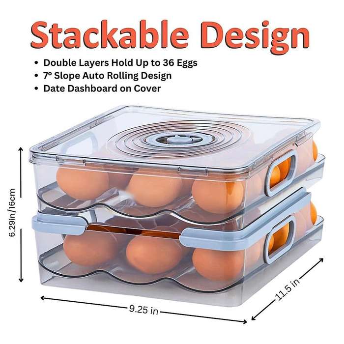 Egg Container for Refrigerator: Egg Cartons, Automatically Rolling Egg Holder for Refrigerator With