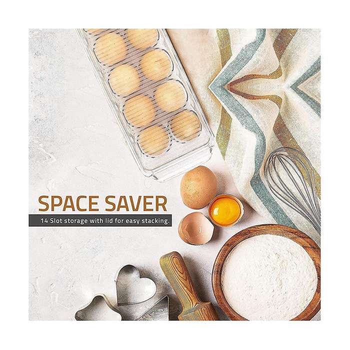 Egg Container 14 Egg Container with Lid & Handle, Egg Holder for Refrigerator, Egg Storage & Egg Tr
