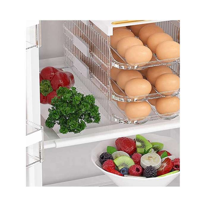 Egg Holder for Refrigerator Egg Storage Container with Handle Rolling Egg Organizer for Refrigerato