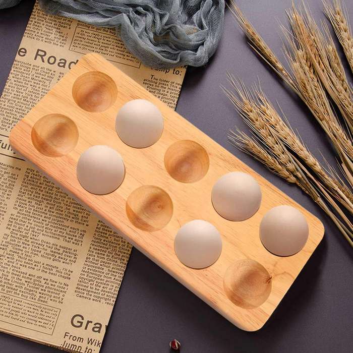 Egg Tray Wooden Egg Holder for Eggs Usable In Kitchen Refrigerator, Or Countertop for Display Or