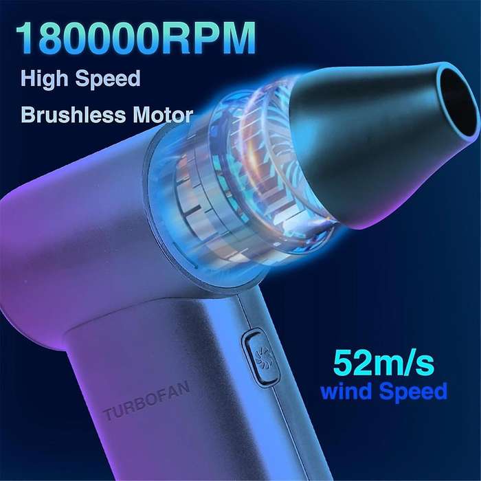 Electric Air Duster - 180000RPM Compressed Air Duster, 3 Gear Mini Blower, Jet Dry Blower is Reusabl