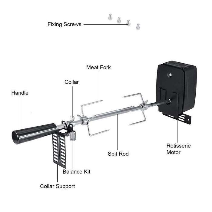 Electric BBQ Motor Metal Beef Turkey Rotisserie Forks Spit Charcoal Chicken Grill for Outdoor Campin