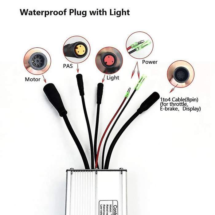 Electric Bicycle KT-22A Controller 36V/48V 9 Tube Squarewave Waterproof Connector Controller with Do
