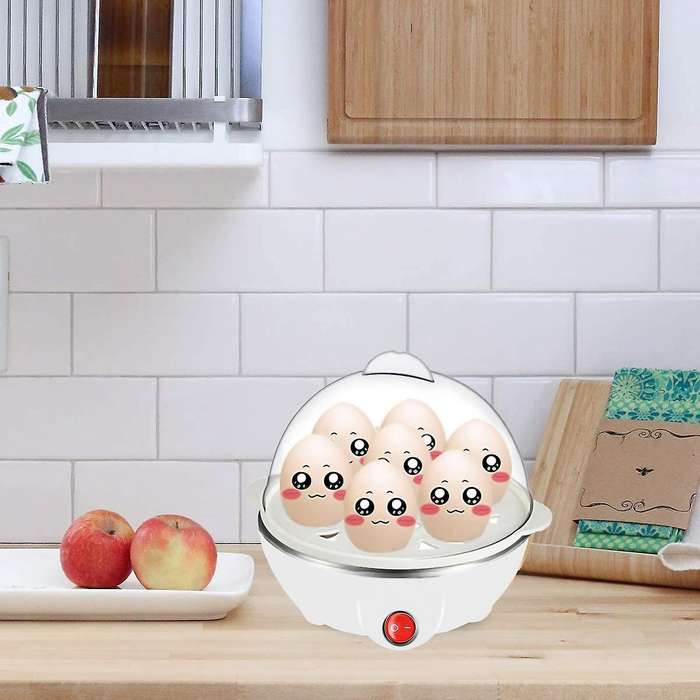 Electric Boiled Egg Cooker Boiler Maker Rapid Heating Stainless Steel Steamer Cooking Tool,white Eu