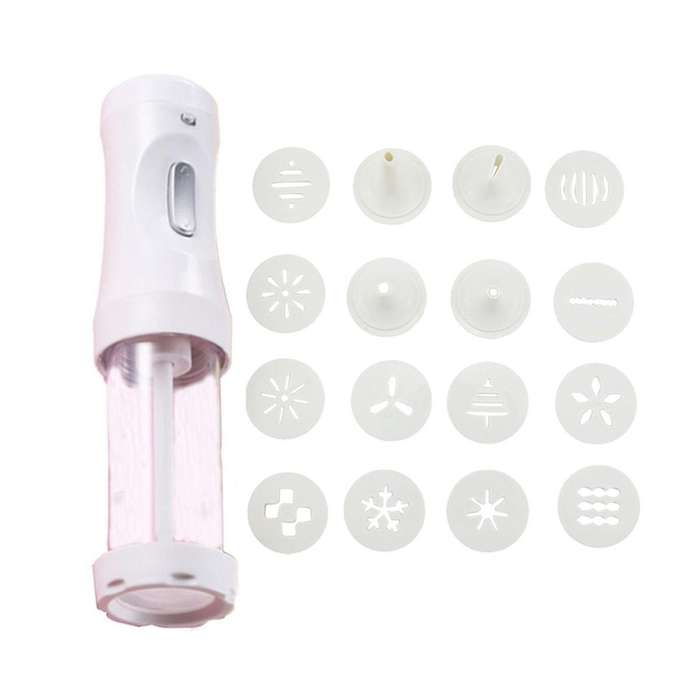 Electric Cookie Press Churros Maker with 12 Discs and 4 Icing Tips for Cake Diy Tools Baking Access