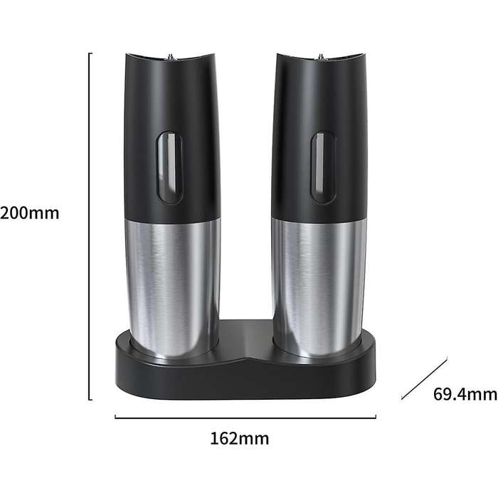 Electric Salt and Pepper Grinder Set - Usb Rechargeable Automatic Pepper Mill Grinder-adjustable Coa