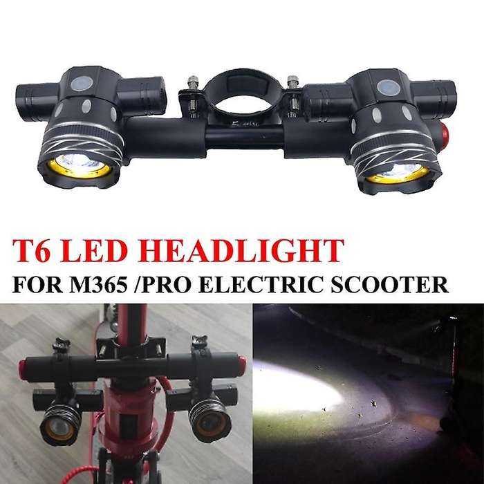 Electric Scooter LED Headlight USB Rechargeable Fog Lamp for M365 Pro T6 Spotlight, 1200MAh