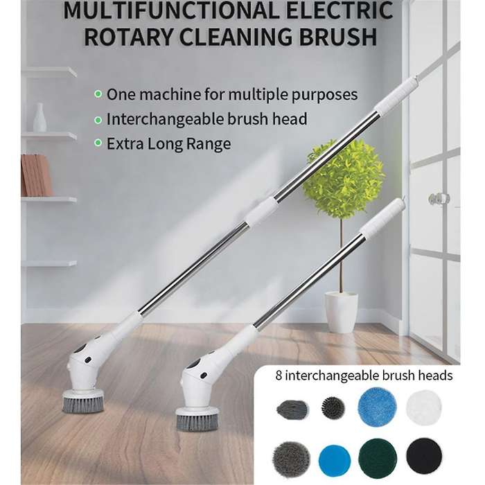Electric Spin Scrubber Cordless Cleaning Brush with 8 Replaceable Brush Heads for Bathroom, Toilet