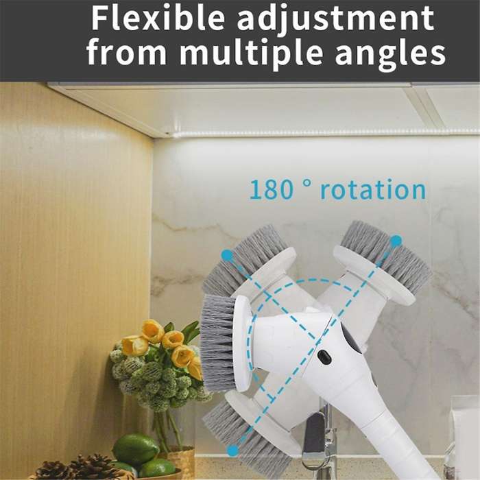 Electric Spin Scrubber Cordless Cleaning Brush with 8 Replaceable Brush Heads for Bathroom, Toilet