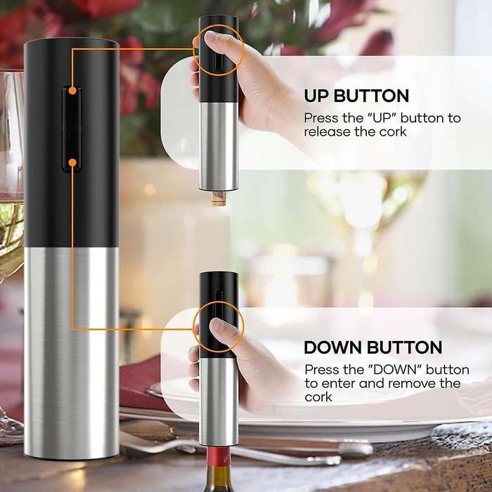 Electric Wine Opener Rechargeable, Cordless Automatic Electric Wine Bottle Corkscrew Opener with Foi