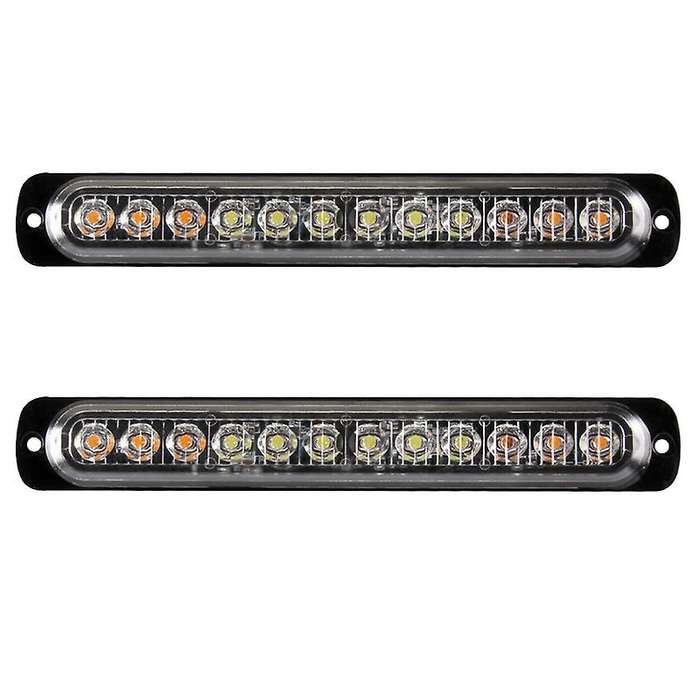 Emergency Strobe Lights Hazard Warning Lights 12 LED Yellow&White Surface Mount for Construction Veh