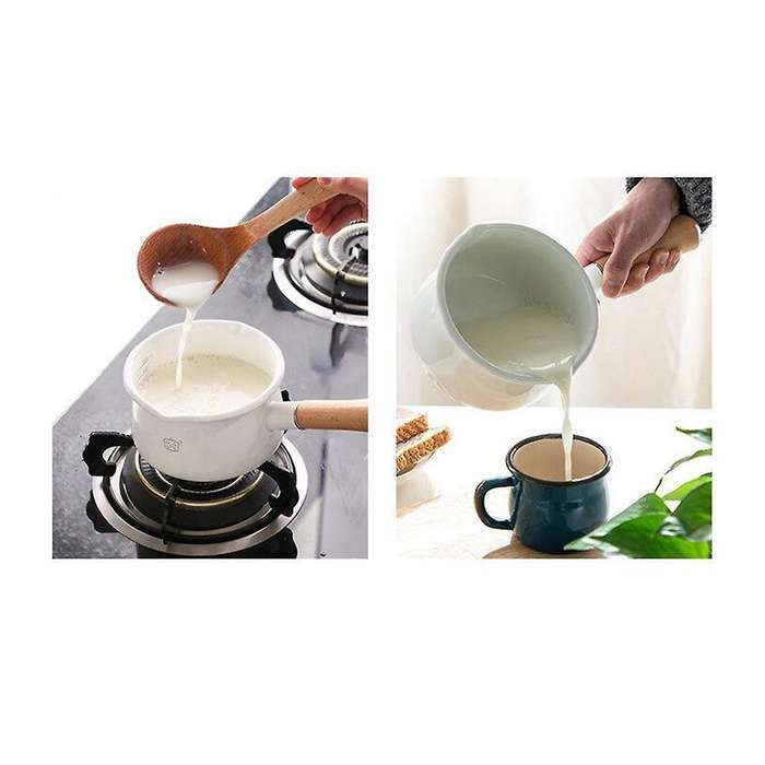 Enamel Small Milk Pot Thickened Soup Pot with Lid Enamel White Pot Soup Induction Cooker