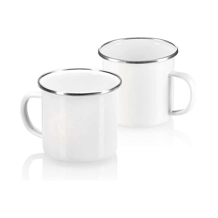 Enamel Mugs - Drinking Mugs Made Of Enamelled Stainless Steel - Tea Pot - Coffee Mug for Outdoors A