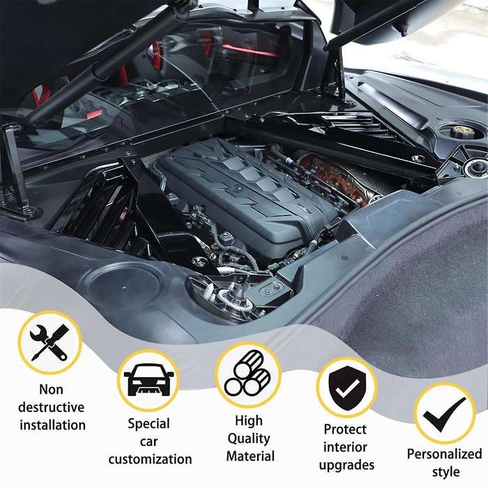 Engine Bay Panel Cover for C8 2020-2023 Rear Engine Case Cover Guards Accessories,Black