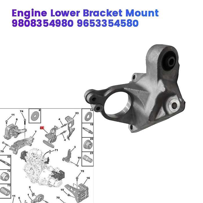 Engine Lower Bracket Mount 9808354980 9653354580 for 208 2008 3008 5008 C3 C4 4S Aluminum Bracket