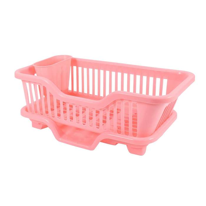 Environmental Plastic Kitchen Sink Dish Drainer Set Rack Washing Holder Basket Organizer Tray, 17.5