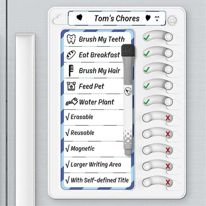 Erasable Chore Chart for Kids for Kids to Do List Routine Task Planning Board with Magnetic Stickers