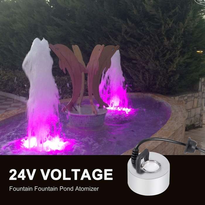 EU Plug 24V Ultrasonic Mist Maker Fogger Water Fountain Pond Rockery Fishtank Vase Birdbath Atomizer