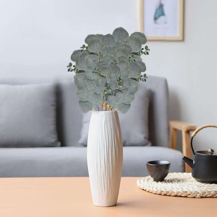 Eucalyptus Leaves Stem Artificial Greenery Branches 10pcs Silk Flowers Garland for Farmhouse Weddi