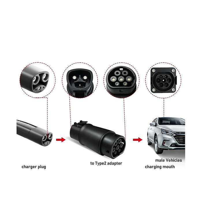 Ev Adaptor 32a for to Type 2 Evse Adapter Electric Cars Vehicle Charger 250v Charging Connector Sin