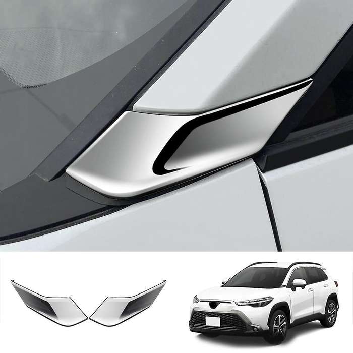 Exterior Chrome Silver a Pillar Front Side Window Panel Cover Trim Garnish for Corolla Cross 2021 2