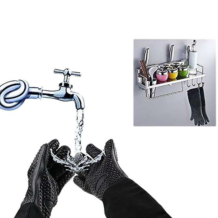 Extra Long Silicone Oven Mitt, Heat Resistant Cooking Glove with Internal Cotton for Kitchen,Bbq,Ba