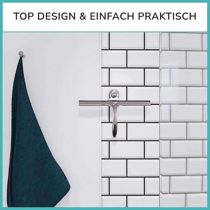 Extra Wide 30.5 Cm Shower Squeegee Stainless Steel with Silicone Lip - Shower Squeegee with Suction