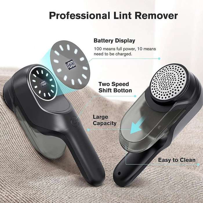 Fabric Shaver, Electric Lint Remover for Clothes Furniture, Rechargeable Lint Shaver with 2 Speeds 3