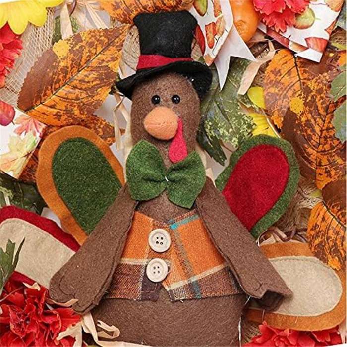 Fall Thanksgiving Wreath - Lighted Wreath for Front Door Fall Artificial Wreath Maple Leaves Garland
