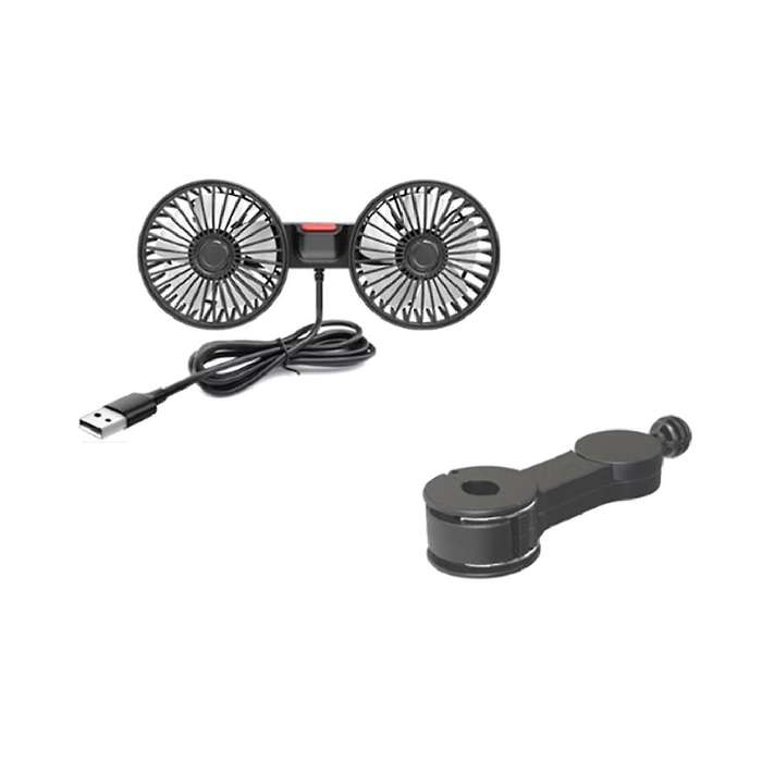 Fan for Car Electric Car Clip Cooling Fans Headrest Rotatable Dual Head 3 Speed Rear Air Fan